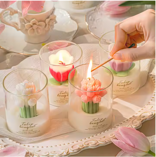 Wholesale Tulip Flower Scented Candle valentine's day gifts for women