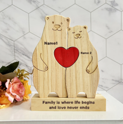 Personalized Family Decor Puzzle-Custom Wooden Bear Family Puzzle-Cute Family Wooden Carved Puzzle-Family Keepsake Gift- Grandparents Gift