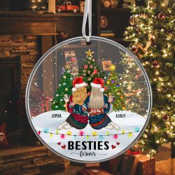 Besties Sitting Together - Personalized Acrylic Ornament Besties Sitting Together